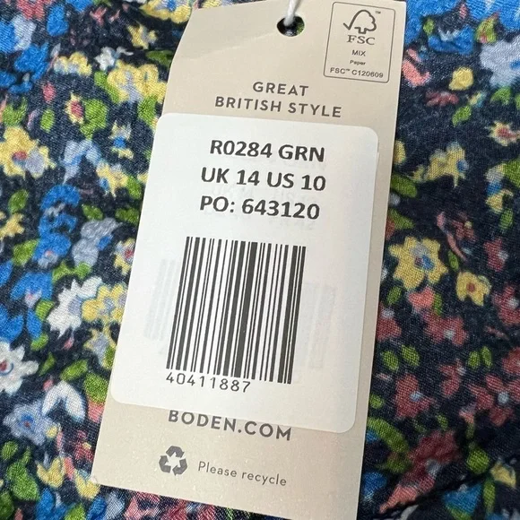 BODEN Satin Ruffle Midi Skirt - Nebulas Blue Floral Print US 10 NEW - Picture 3 of 5